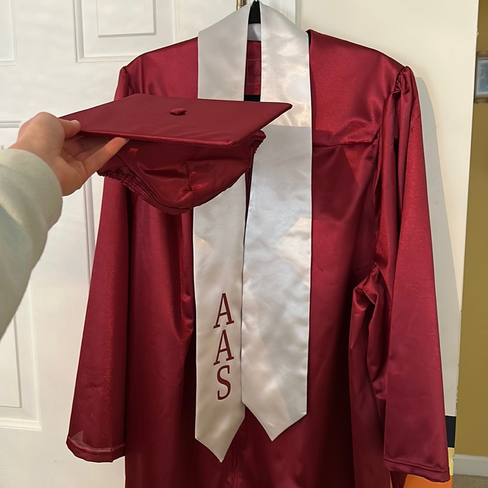 Ruby red cap gown and stole